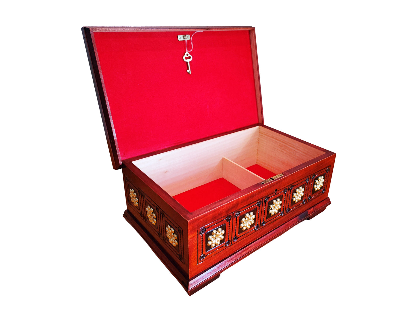 Handmade jewelry box, Decorative jewelry holder, Wooden organizer, Keepsake box, Box with lid and key lock