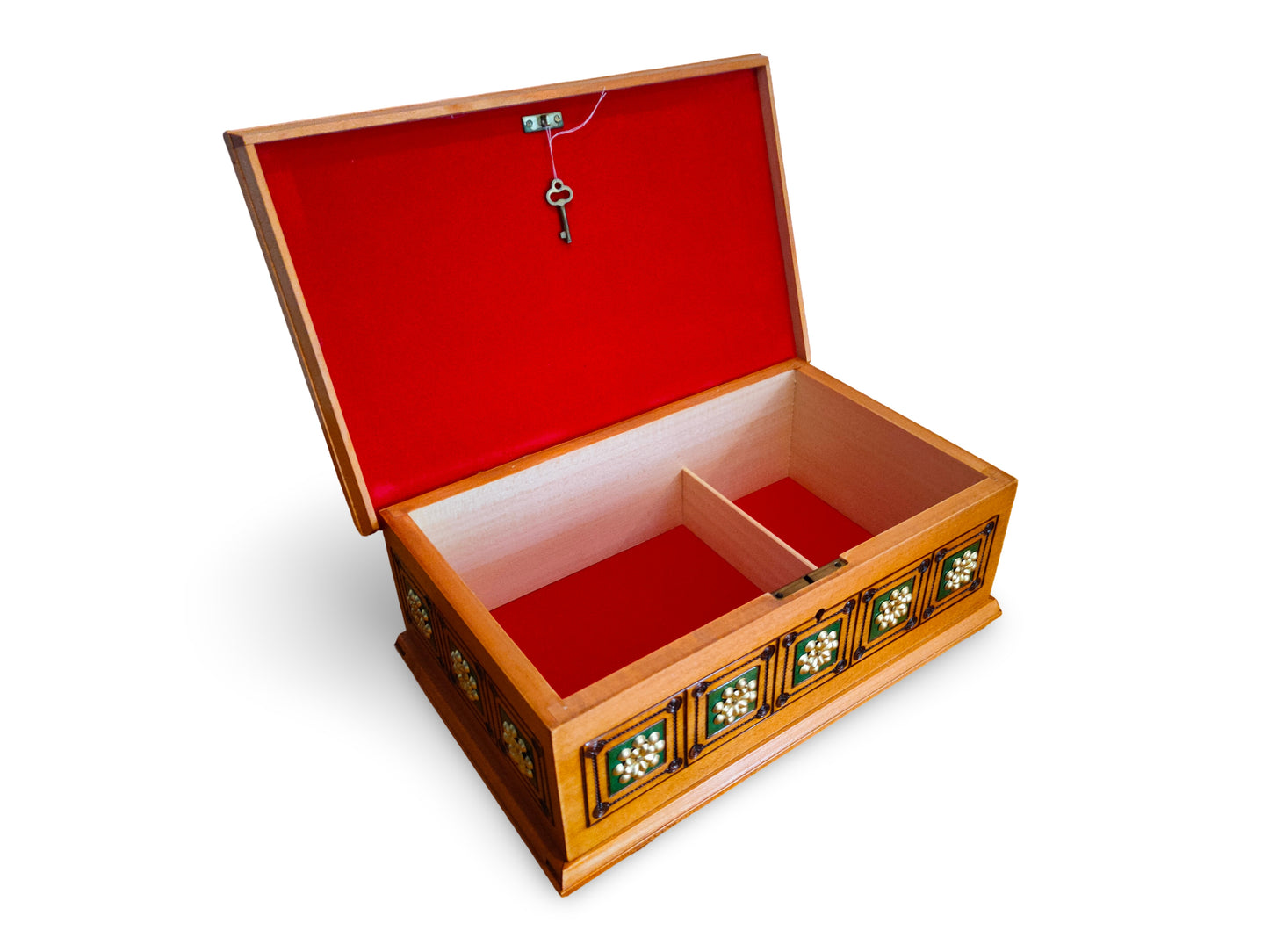 Handmade jewelry box, Wooden jewelry organizer, Decorative keepsake box, Box with lid and key lock