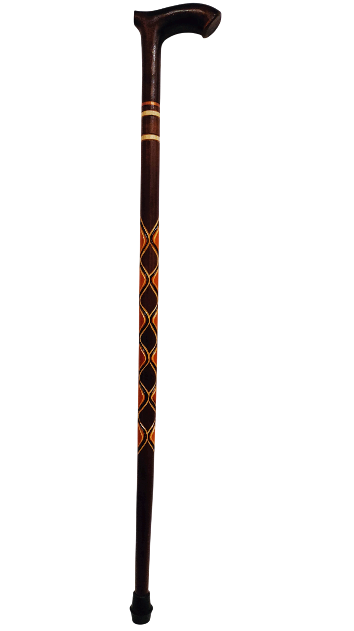 Wooden walking cane, Rustic walking stick made of wood, Pretty handcarved cane, Lightweight cane, Sturdy walking stick with rubber cap