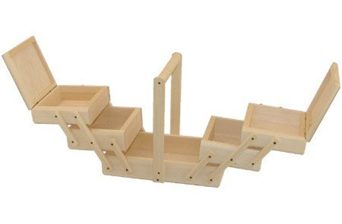 Unfinished sewing box, sewing box wood, unpainted wooden box for sewing kit, raw wood box ready to paint, perfect for decoupage