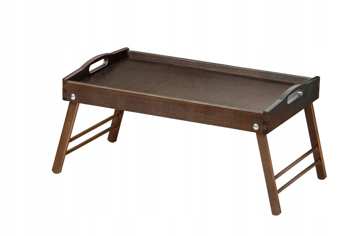 Dark brown big tray, Wooden coffee table, Table tray, Laptop stand wood, Breakfast in bed, Folding legs tray with handles, Serving tray