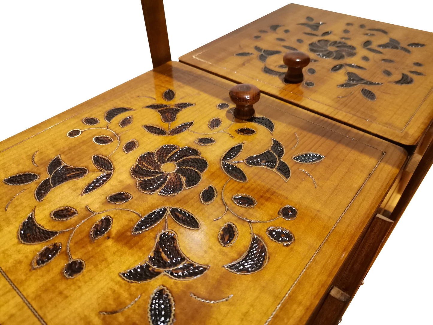 Huge sewing box from wood, wooden storage box for art and craft supplies, light brown jewelry box, sewing accordion box, box for sewing kit