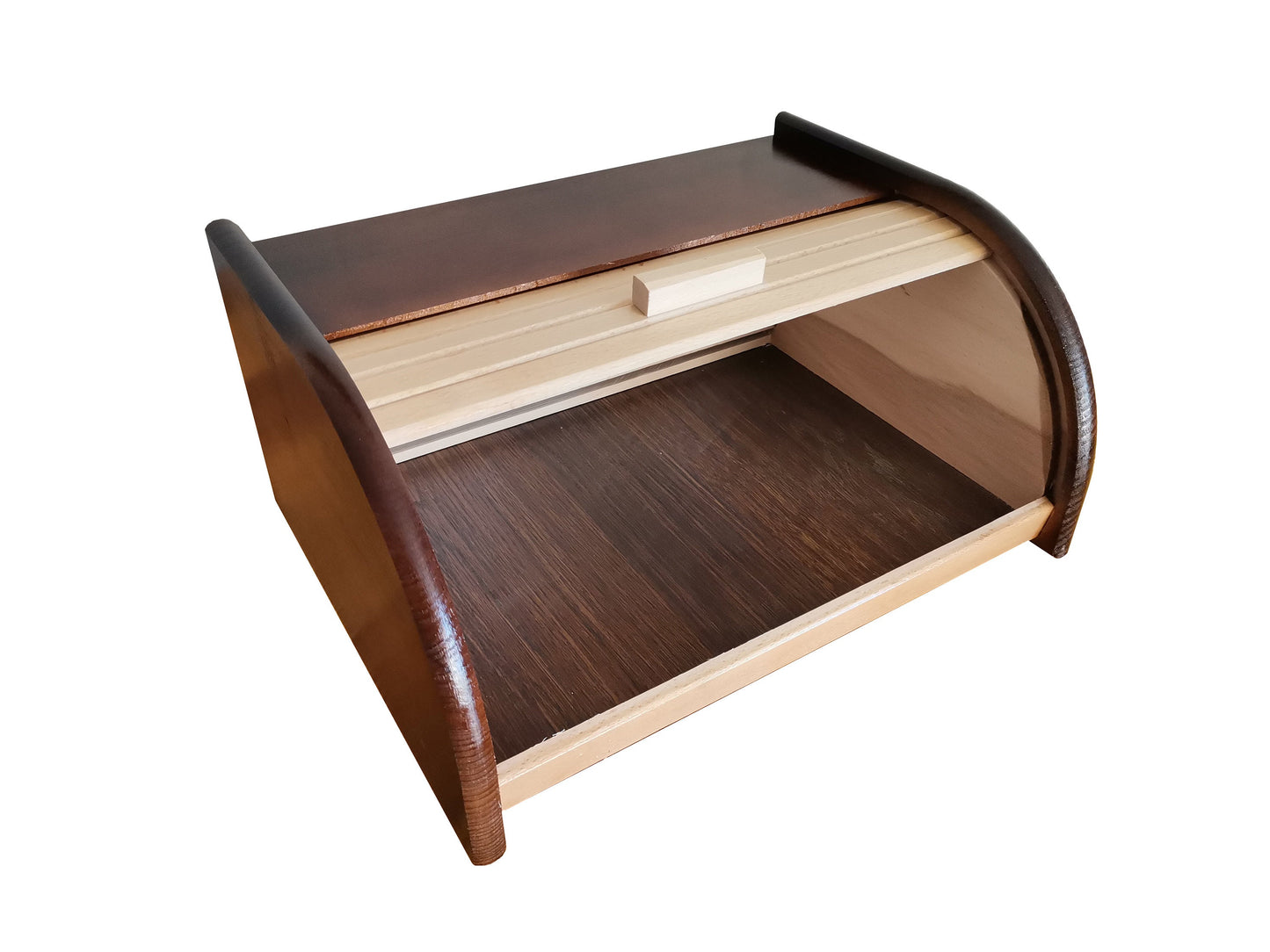 Simply bread box made from natural wood, modern brown bread bin, big food container, farmhouse furniture, kitchen storage, bakery storage