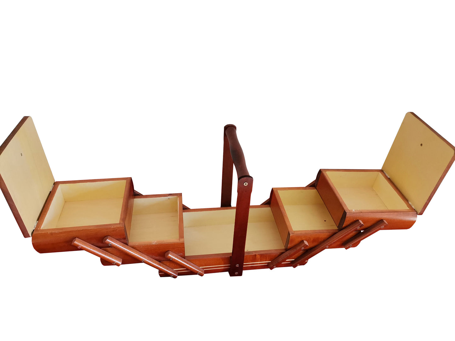 Big sewing box, wooden sewing caddy, jewellery box for girl, needles buttons storebox, accordion box, best gift for her, sister mother gift