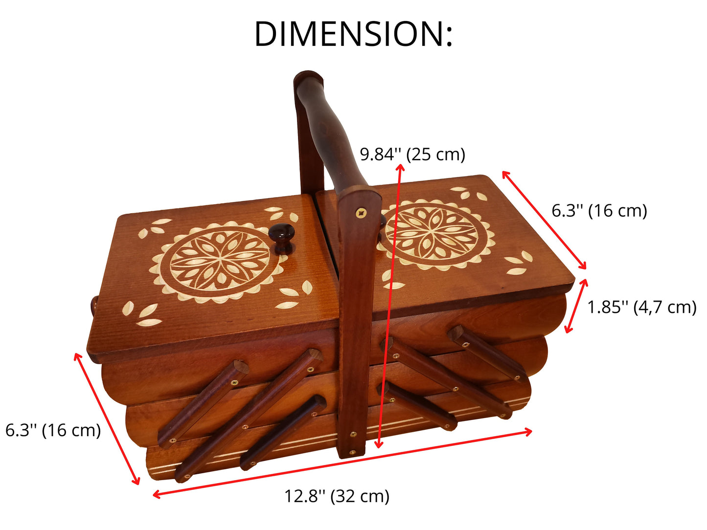 Small sewing box from wood, carved sewing caddy, jewellery box for her, needles box, accordion box, best gift for woman