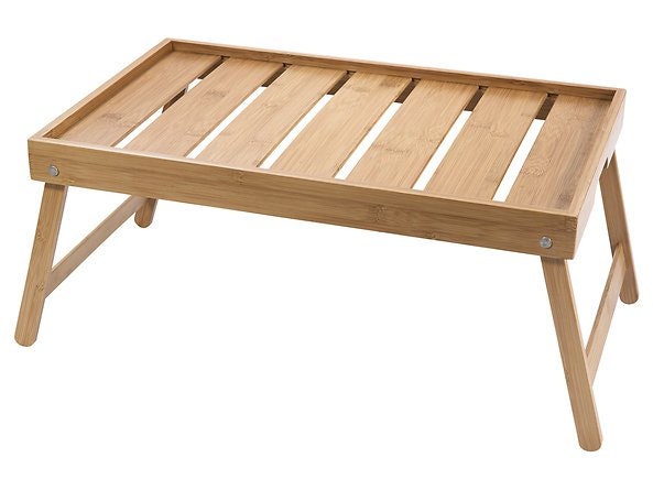 Durable bamboo tray, Wooden coffee table, Breakfast table tray, Laptop stand, Breakfast in bed, Folding legs tray with handles, Serving tray