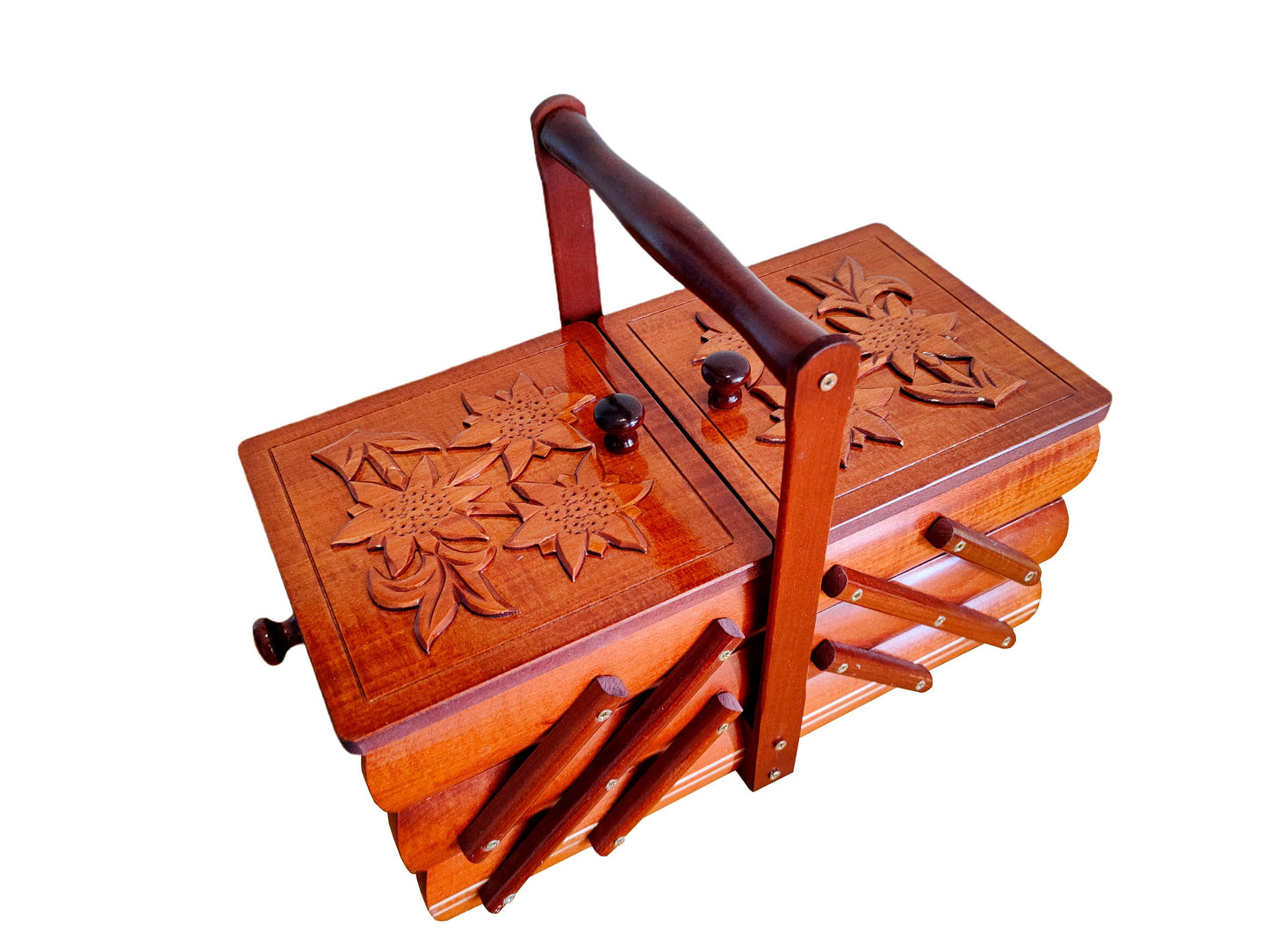 Sewing box handmade, Small trinket box, Wooden sewing box, Jewelry box from wood, Box with 3d pattern lids, Storage box for accessories