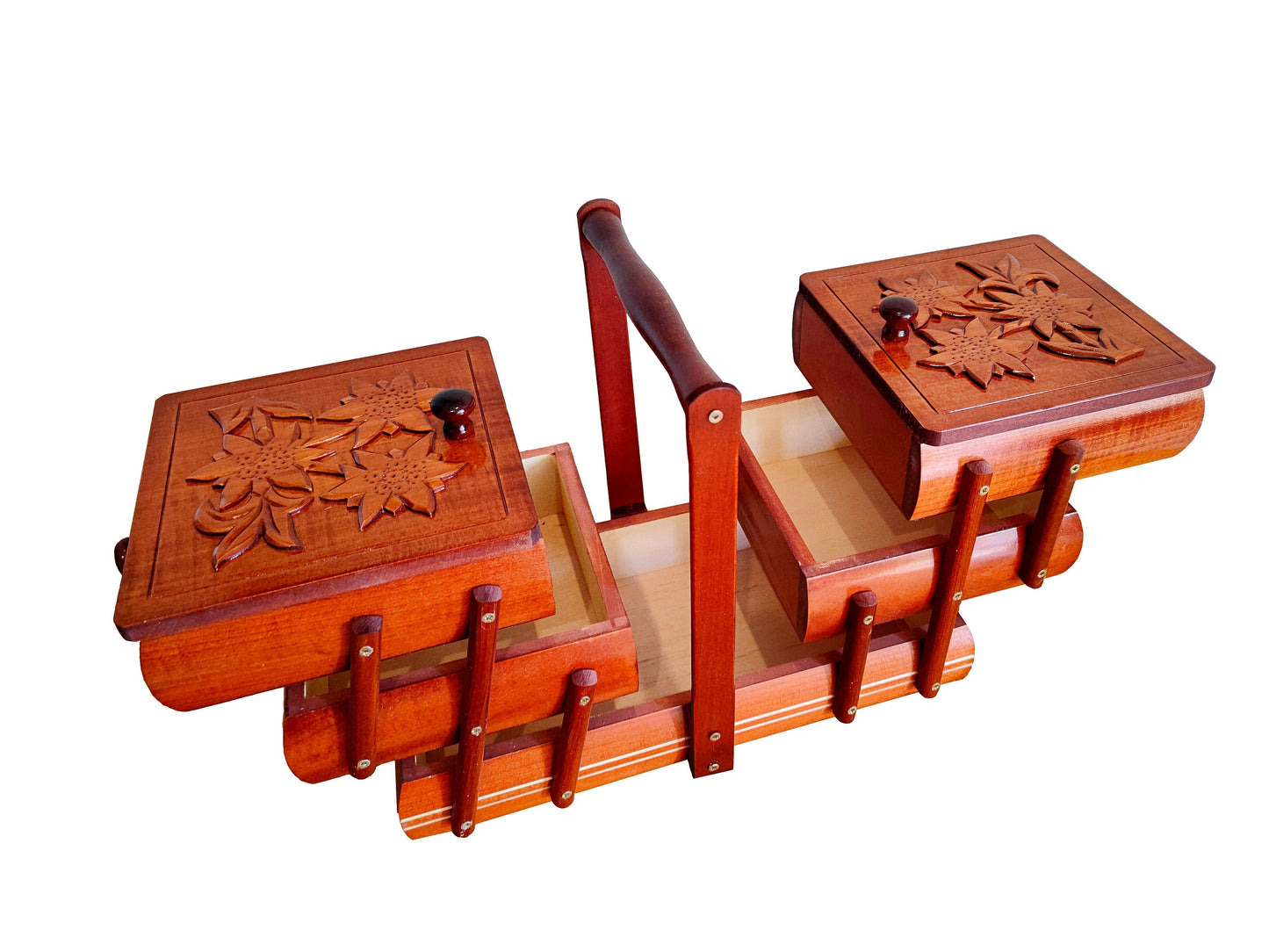 Sewing box handmade, Small trinket box, Wooden sewing box, Jewelry box from wood, Box with 3d pattern lids, Storage box for accessories