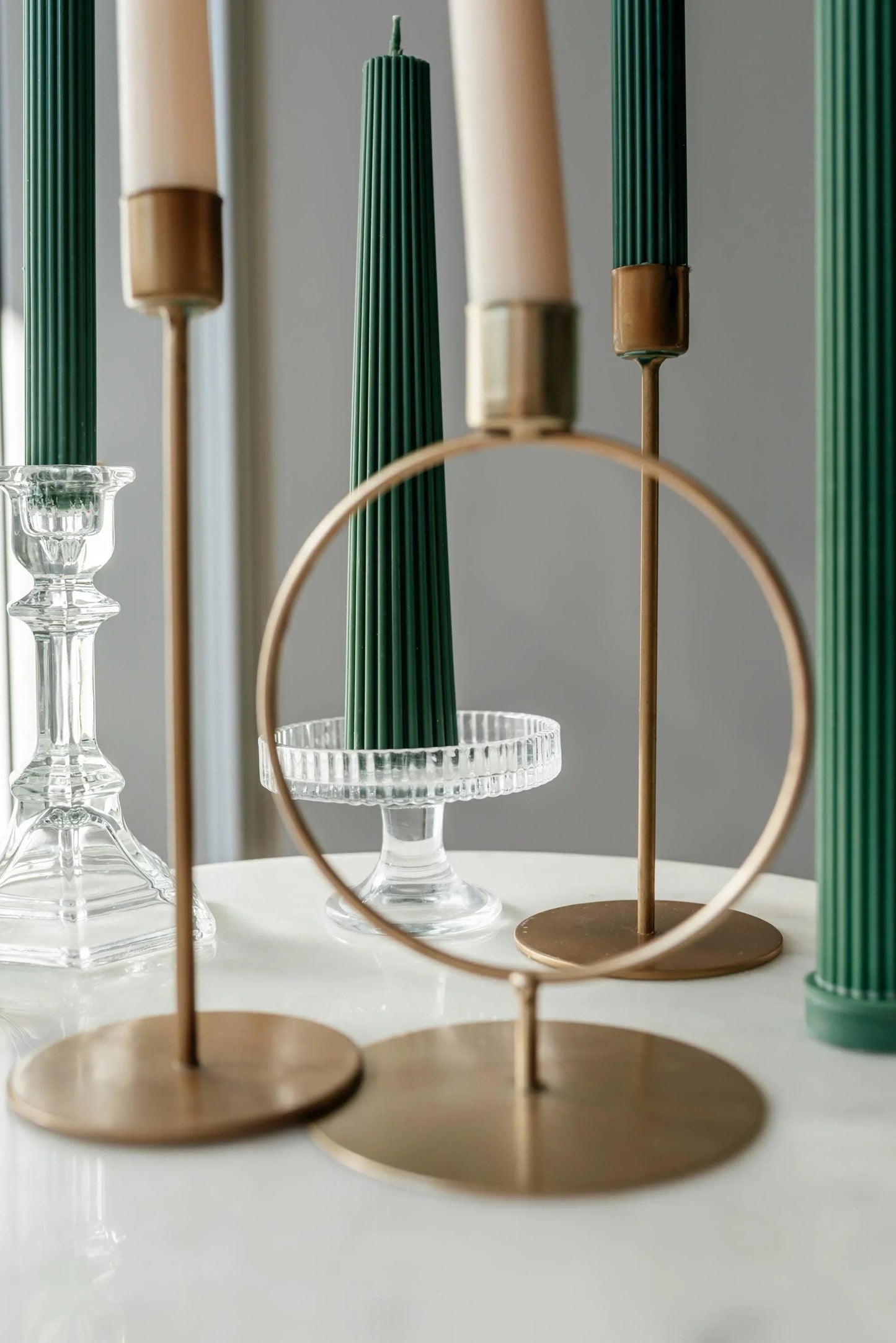 Taper Candle in Red, White & Green