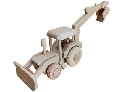 Large Wooden Excavator Toy: Unvarnished Ecological Gift