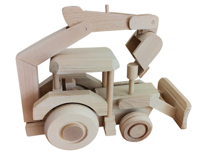 Large Wooden Excavator Toy: Unvarnished Ecological Gift