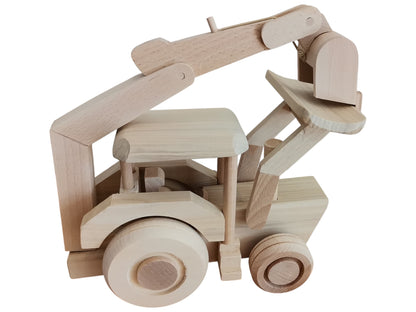 Large Wooden Excavator Toy: Unvarnished Ecological Gift
