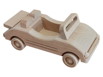 Handmade Wooden Car Toy: Unpainted Montessori Motorcar