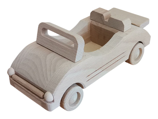 Handmade Wooden Car Toy: Unpainted Montessori Motorcar