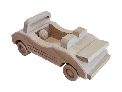 Handmade Wooden Car Toy: Unpainted Montessori Motorcar