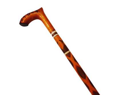 Wooden walking cane, Rustic walking stick made of wood, Pretty handcarved cane, Lightweight cane, Sturdy walking stick with rubber cap