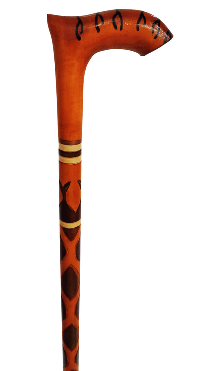 Wooden walking cane, Rustic walking stick made of wood, Pretty handcarved cane, Lightweight cane, Sturdy walking stick with rubber cap