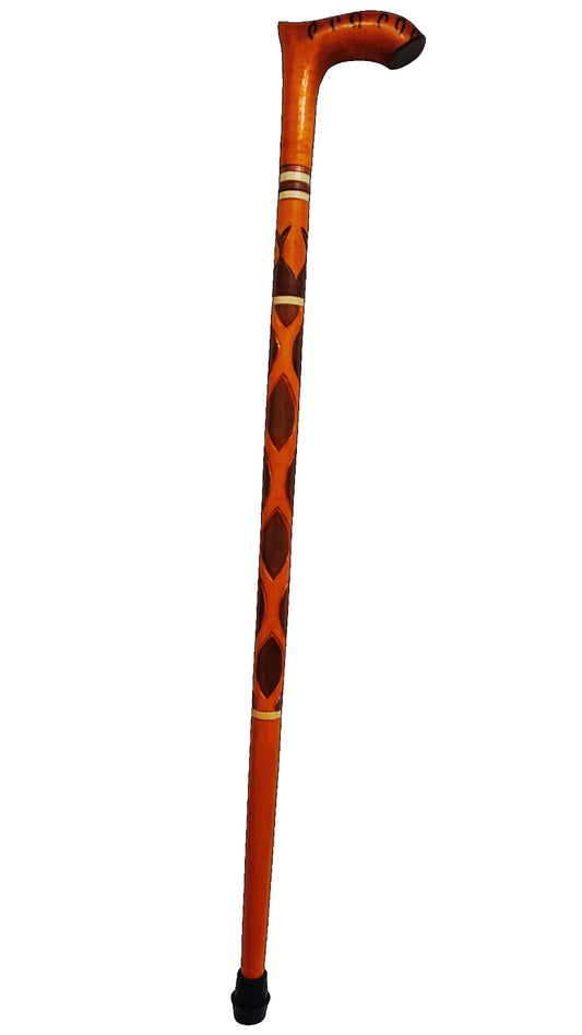 Wooden walking cane, Rustic walking stick made of wood, Pretty handcarved cane, Lightweight cane, Sturdy walking stick with rubber cap
