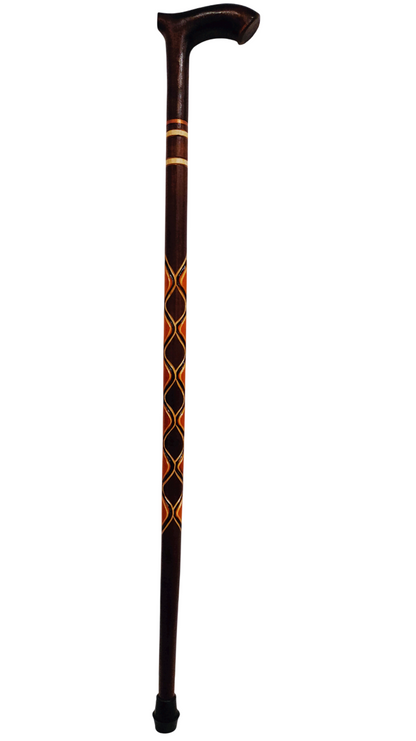 Wooden walking cane, Rustic walking stick made of wood, Pretty handcarved cane, Lightweight cane, Sturdy walking stick with rubber cap