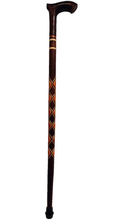 Wooden walking cane, Rustic walking stick made of wood, Pretty handcarved cane, Lightweight cane, Sturdy walking stick with rubber cap