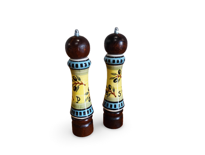 Handmade Salt & Pepper Mill Set | Wood & Porcelain Grinders (2 pcs)