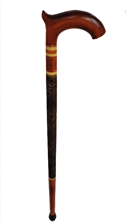 Wooden walking cane, Rustic walking stick made of wood, Pretty handcarved cane, Lightweight cane, Sturdy walking stick with rubber cap