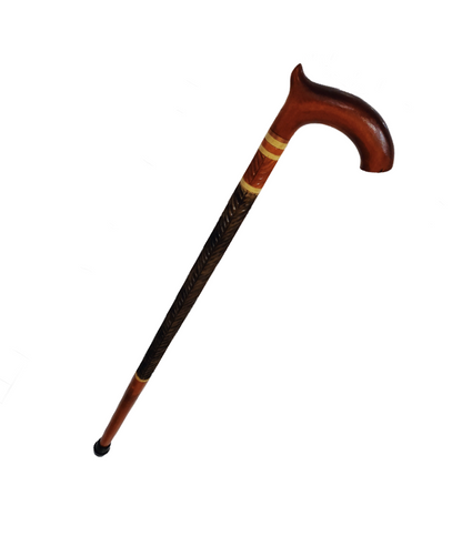 Wooden walking cane, Rustic walking stick made of wood, Pretty handcarved cane, Lightweight cane, Sturdy walking stick with rubber cap