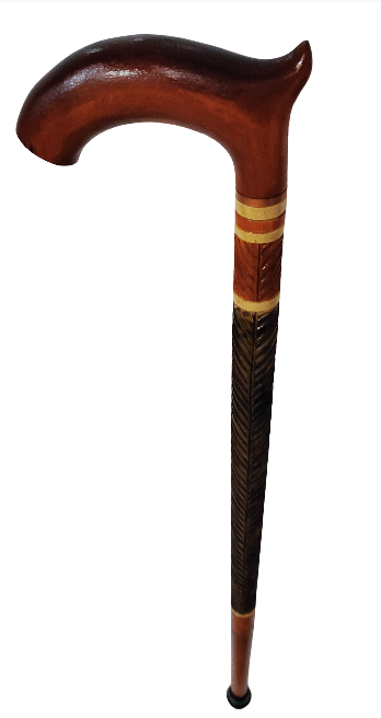 Wooden walking cane, Rustic walking stick made of wood, Pretty handcarved cane, Lightweight cane, Sturdy walking stick with rubber cap