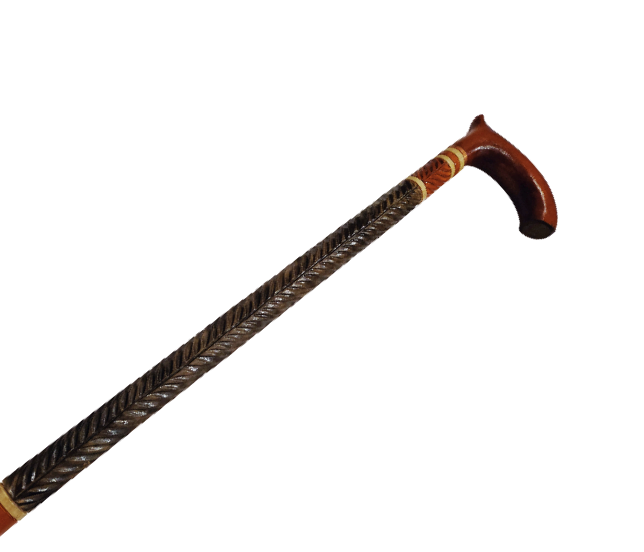 Wooden walking cane, Rustic walking stick made of wood, Pretty handcarved cane, Lightweight cane, Sturdy walking stick with rubber cap
