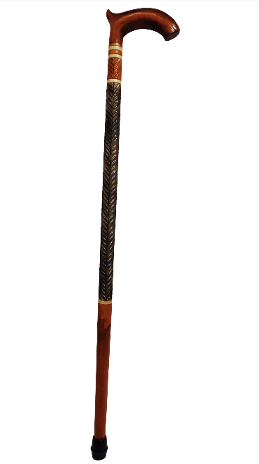 Wooden walking cane, Rustic walking stick made of wood, Pretty handcarved cane, Lightweight cane, Sturdy walking stick with rubber cap