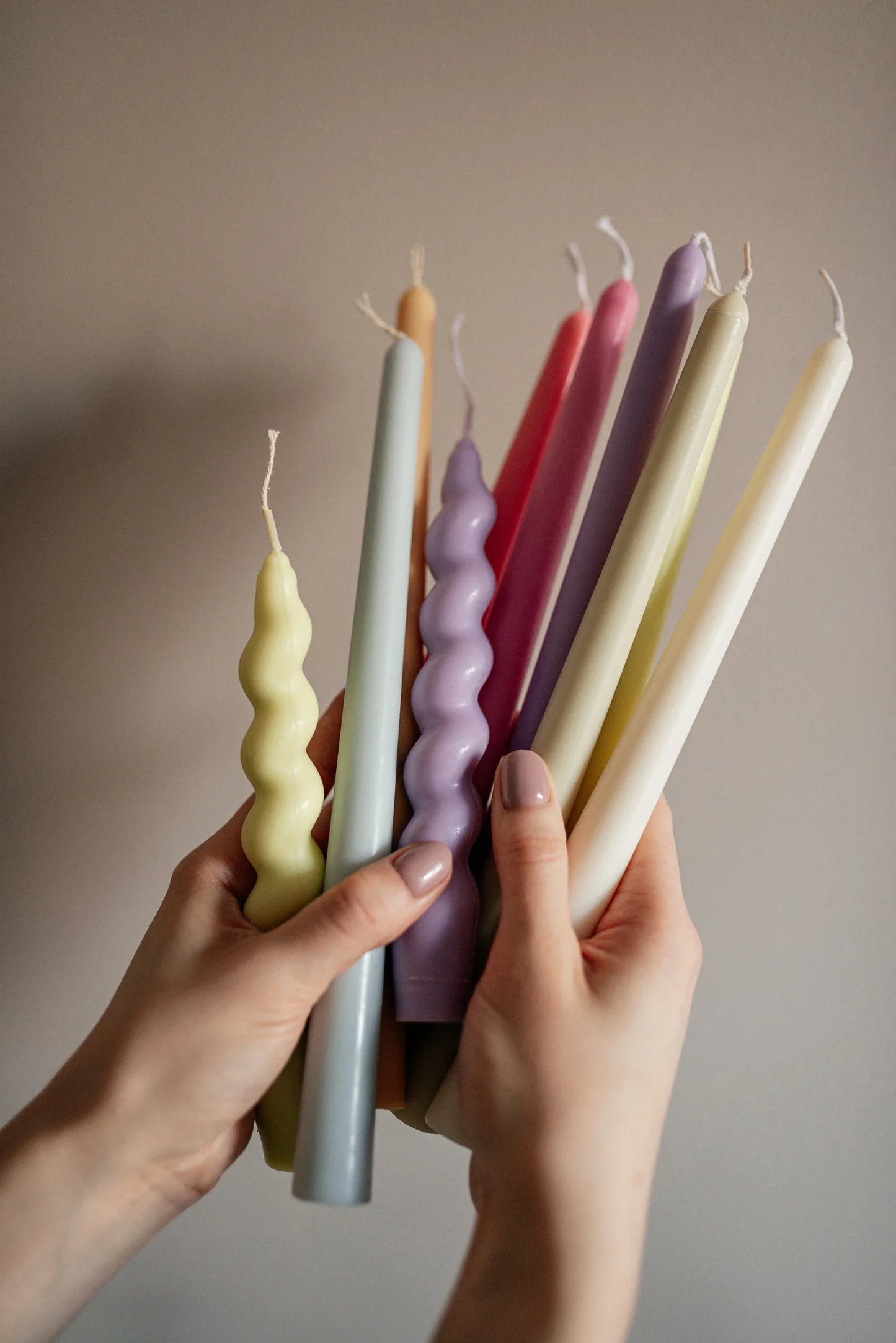 Set of 5 Colourful Taper Candles