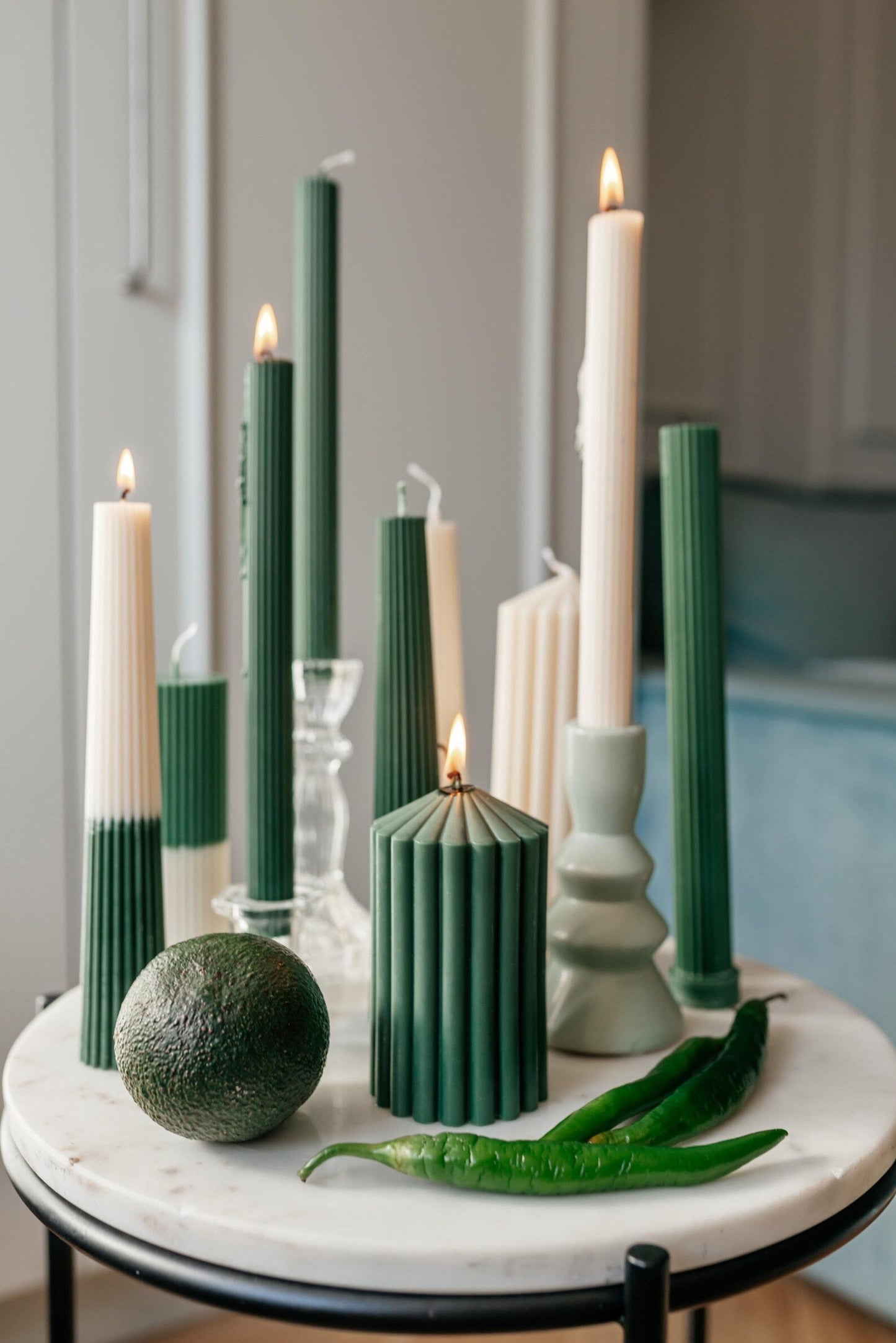 Sage Form Decorative Candle Set