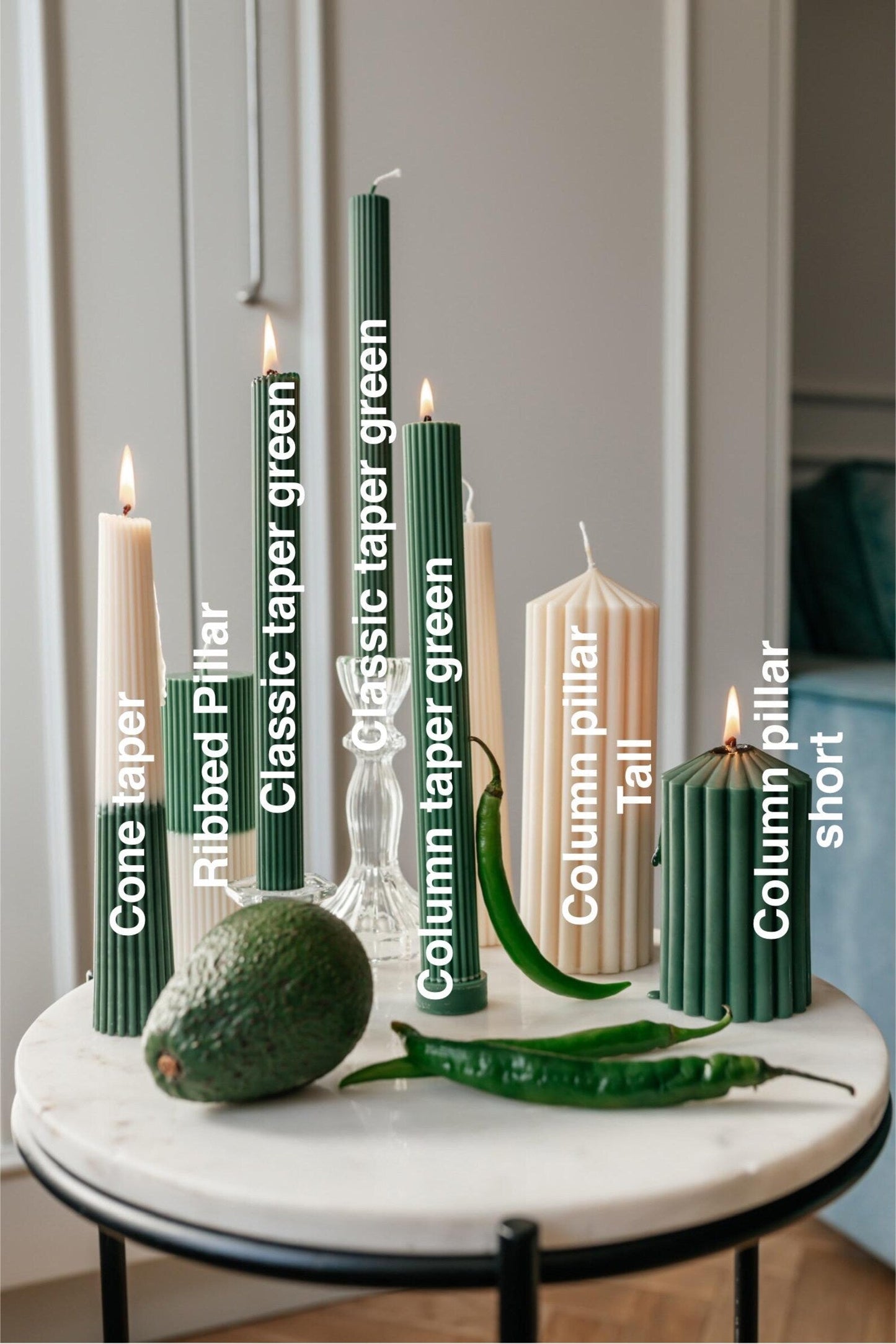 Sage Form Decorative Candle Set