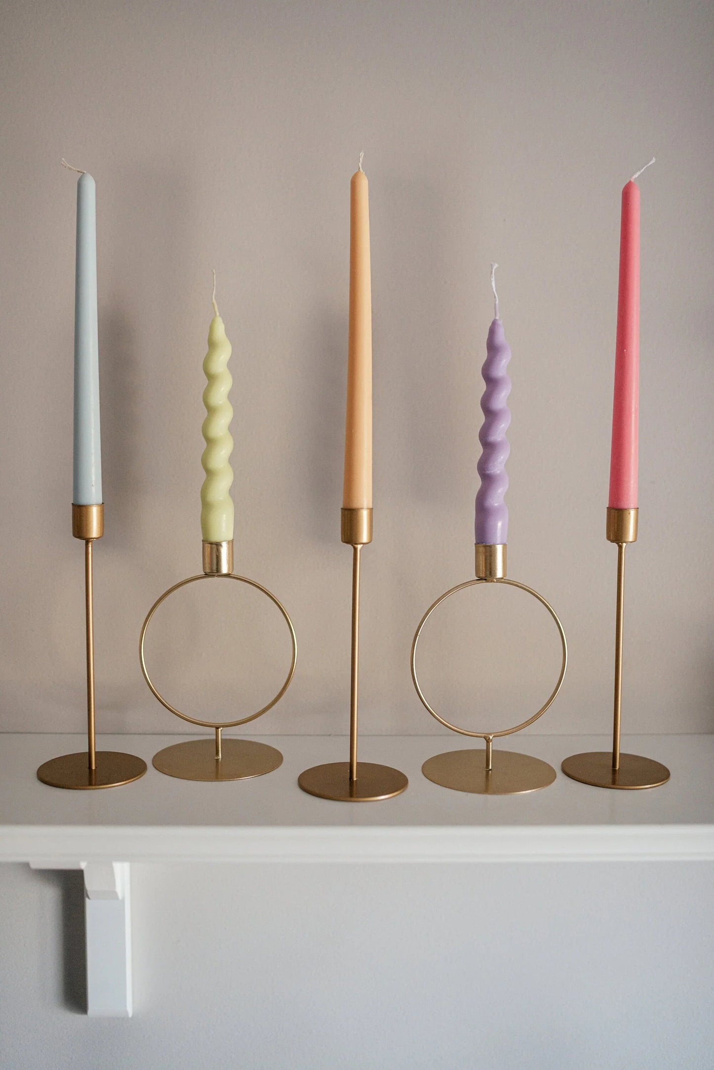 Set of 5 Colourful Taper Candles