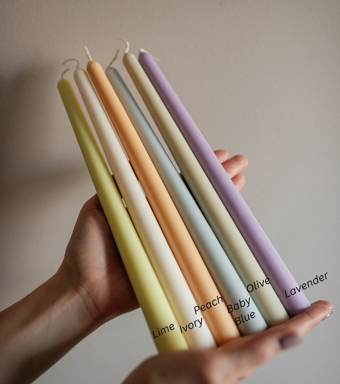 Set of 5 Colourful Taper Candles