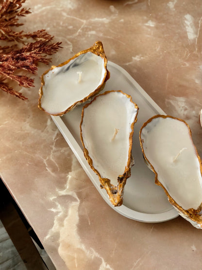 Oyster Shell Candles (Set of 3) - Natural Seashell Decor