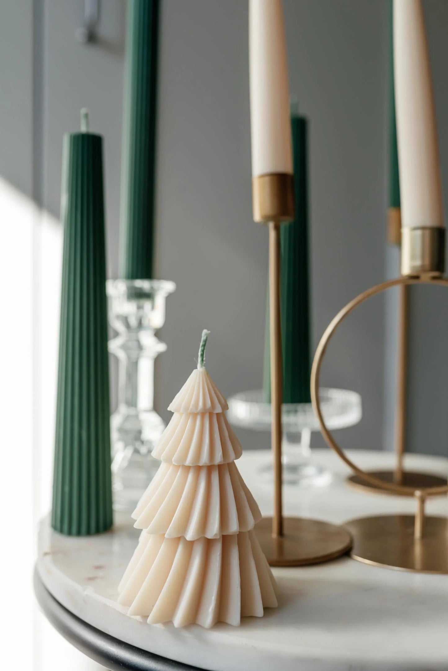 Taper Candle in Red, White & Green