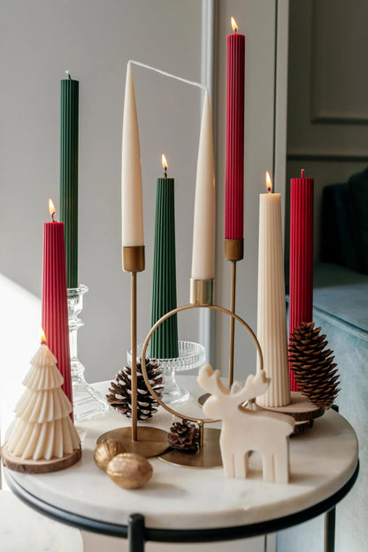 Taper Candle in Red, White & Green