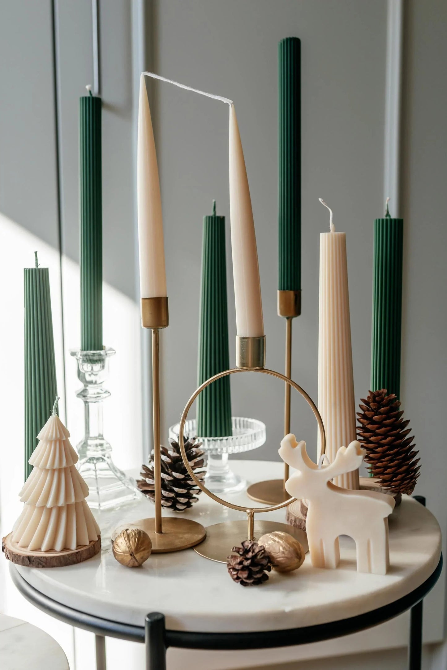 Taper Candle in Red, White & Green