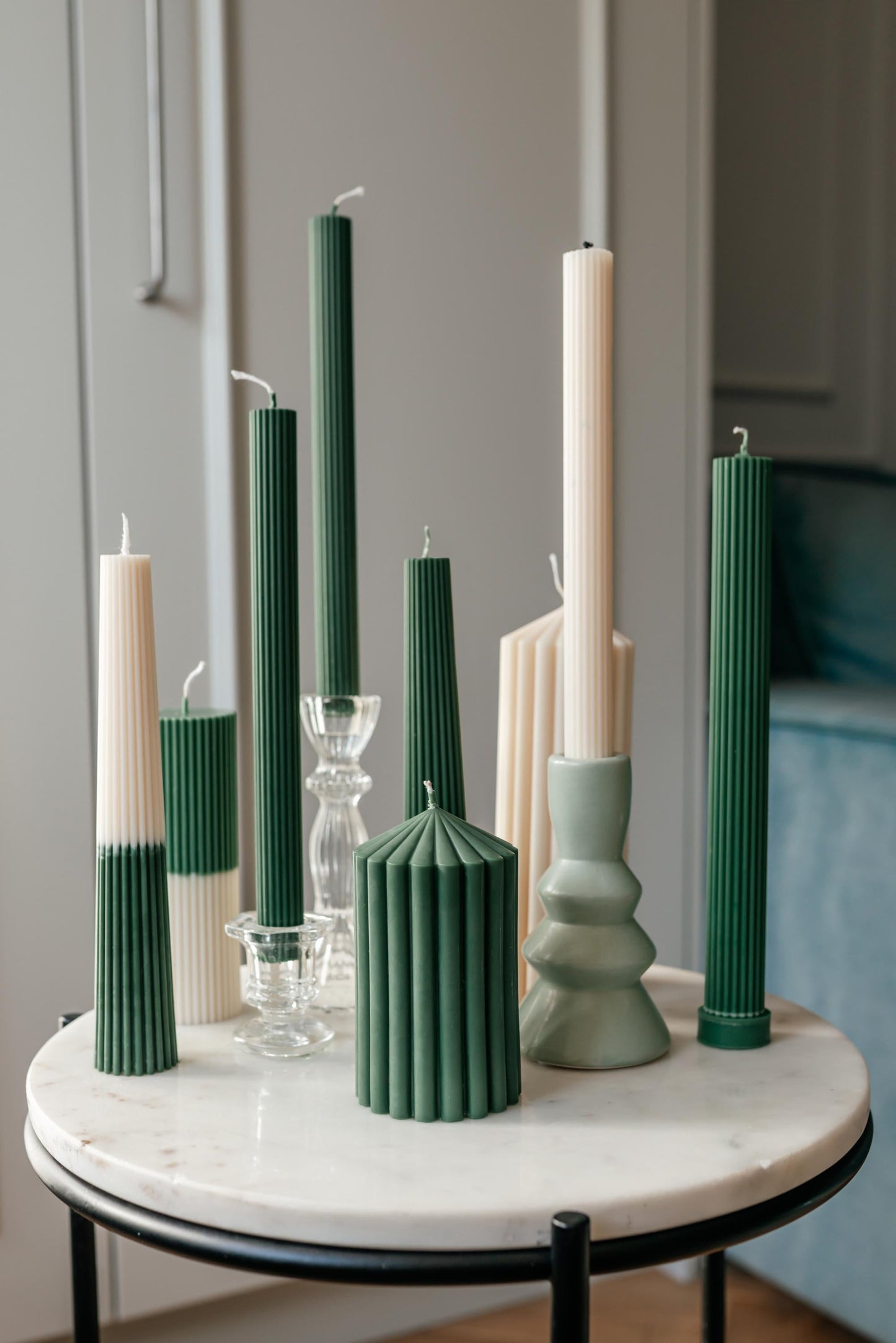 Sage Form Decorative Candle Set