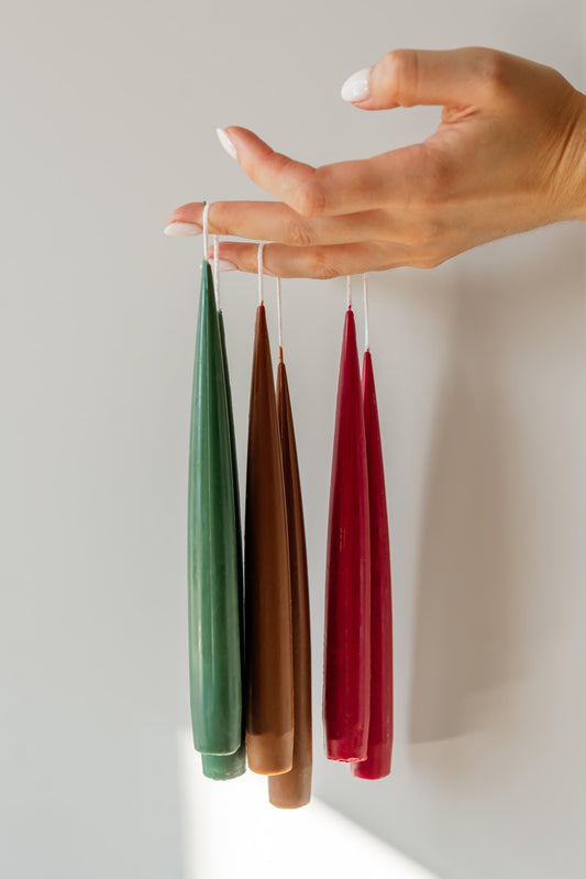 Fused Taper Candle — Two-in-One Holiday Candle in Festive Colours